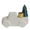 5" White Ceramic Truck with Christmas Tree Taper Candlestick Holder